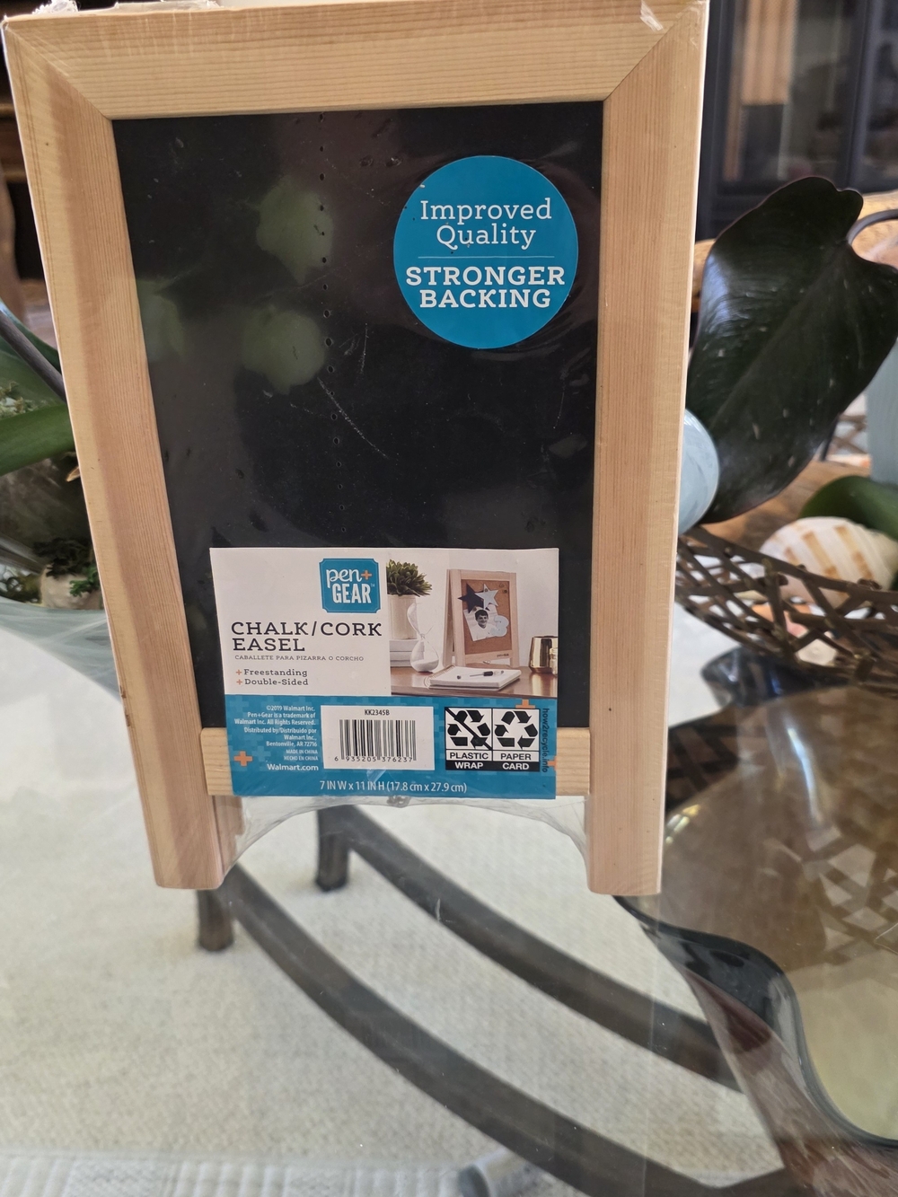 Natural Wood Chalk & Cork Easel - Black Chalk Surface